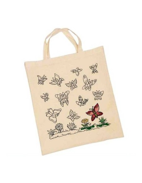 Sac en coton papillons à colorier