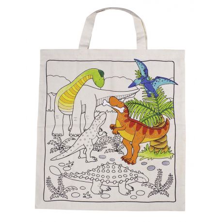 Sac en coton dinosaures à colorier