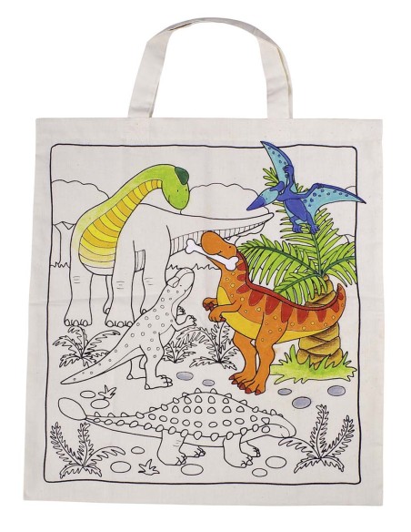 Sac en coton dinosaures à colorier