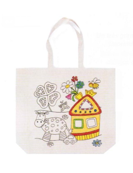 Sac en coton "à la ferme" à colorier