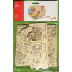 Puzzle 3D ferme en bois à colorier 2